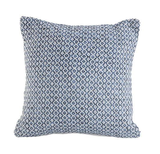 18" Blue And White Geometric Cotton Throw Pillow Cover