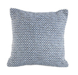 18" Blue And White Geometric Cotton Throw Pillow Cover