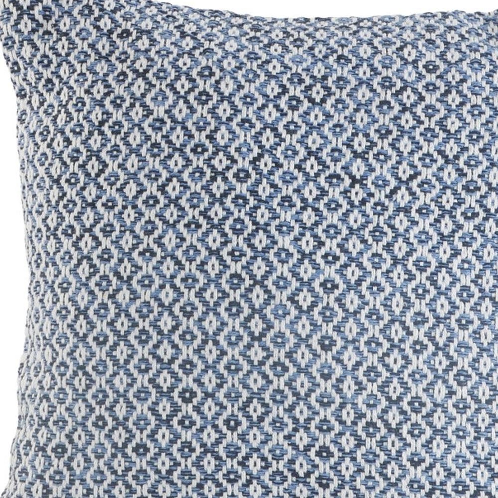18" Blue And White Geometric Cotton Throw Pillow Cover