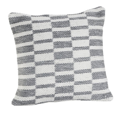 18" Gray And White Geometric Cotton Throw Pillow Cover