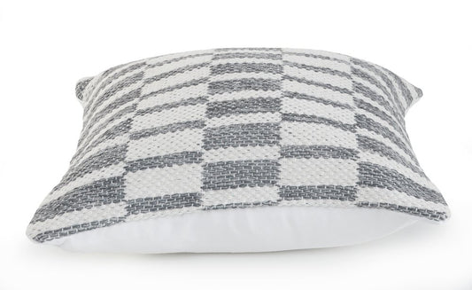 18" Gray And White Geometric Cotton Throw Pillow Cover