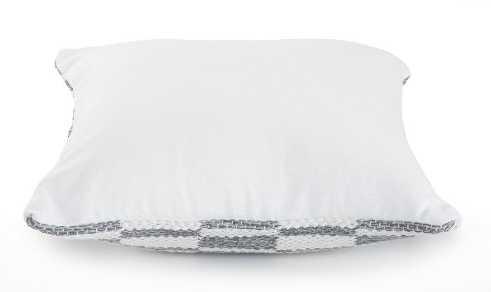 18" Gray And White Geometric Cotton Throw Pillow Cover
