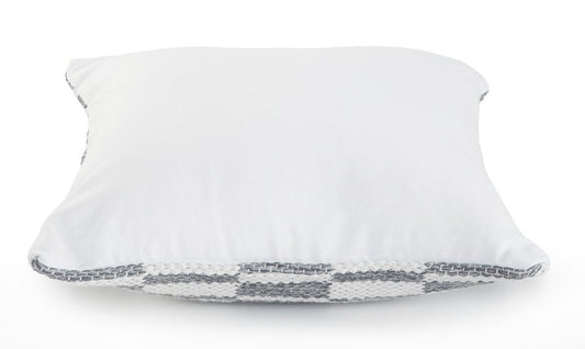 18" Gray And White Geometric Cotton Throw Pillow Cover