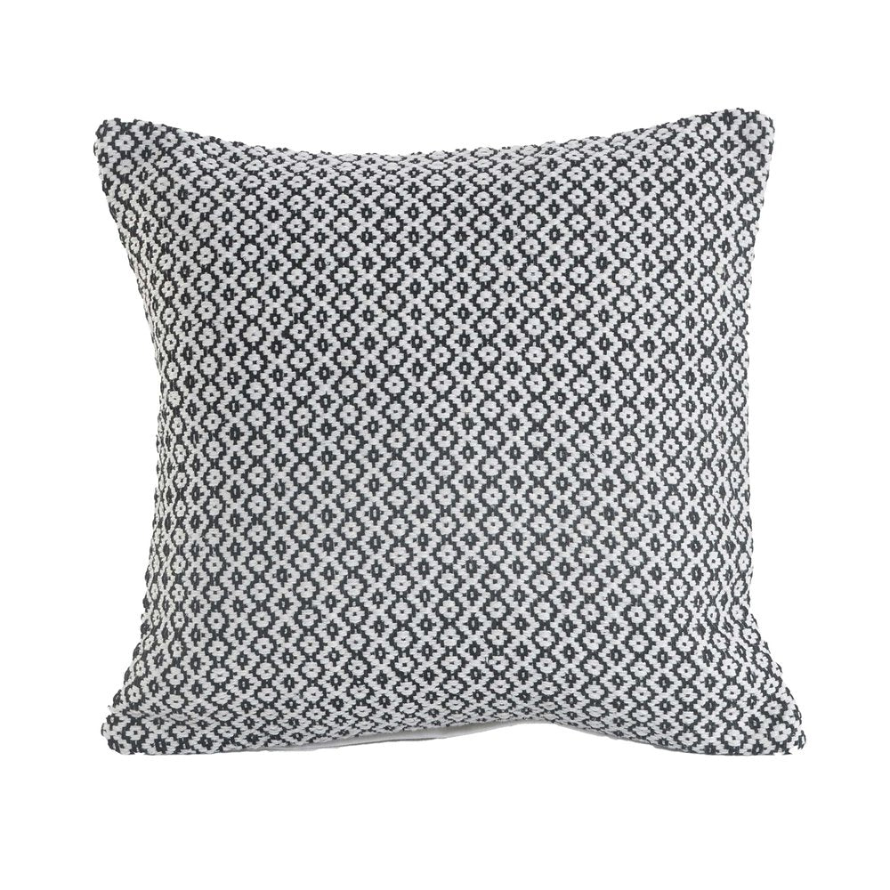 18" Black And White Geometric Cotton Throw Pillow Cover