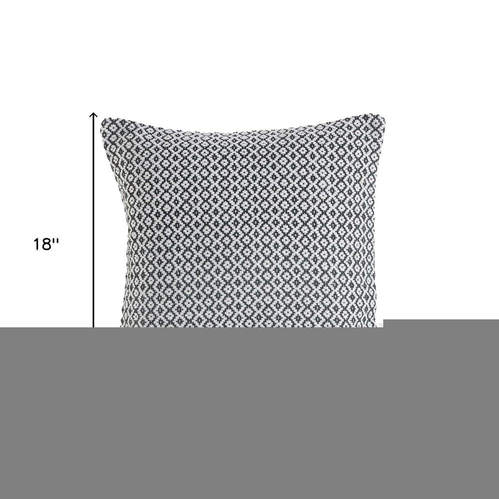 18" Black And White Geometric Cotton Throw Pillow Cover