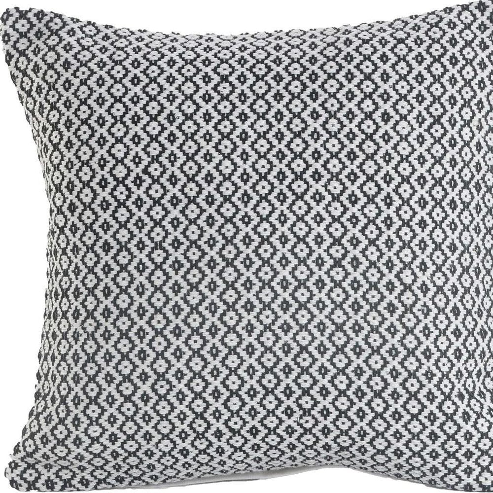18" Black And White Geometric Cotton Throw Pillow Cover