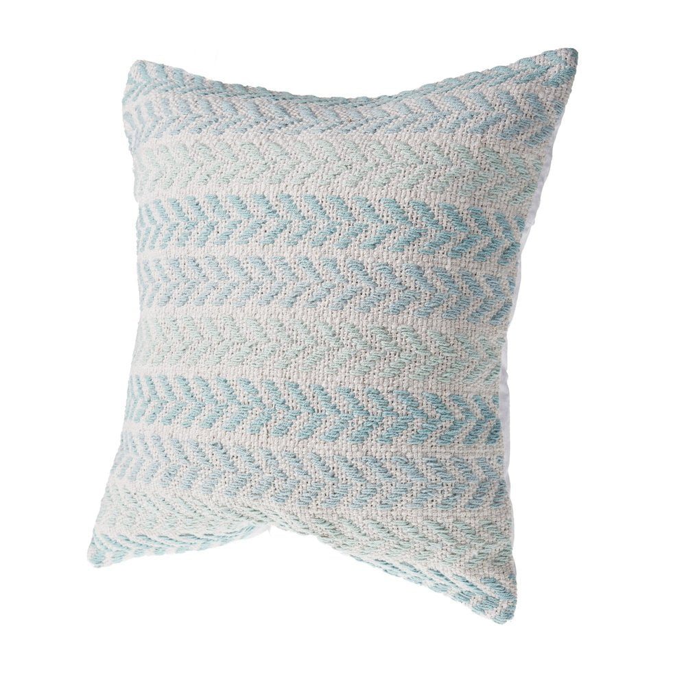 18" Blue And White Beach Chevron Cotton Throw Pillow Cover