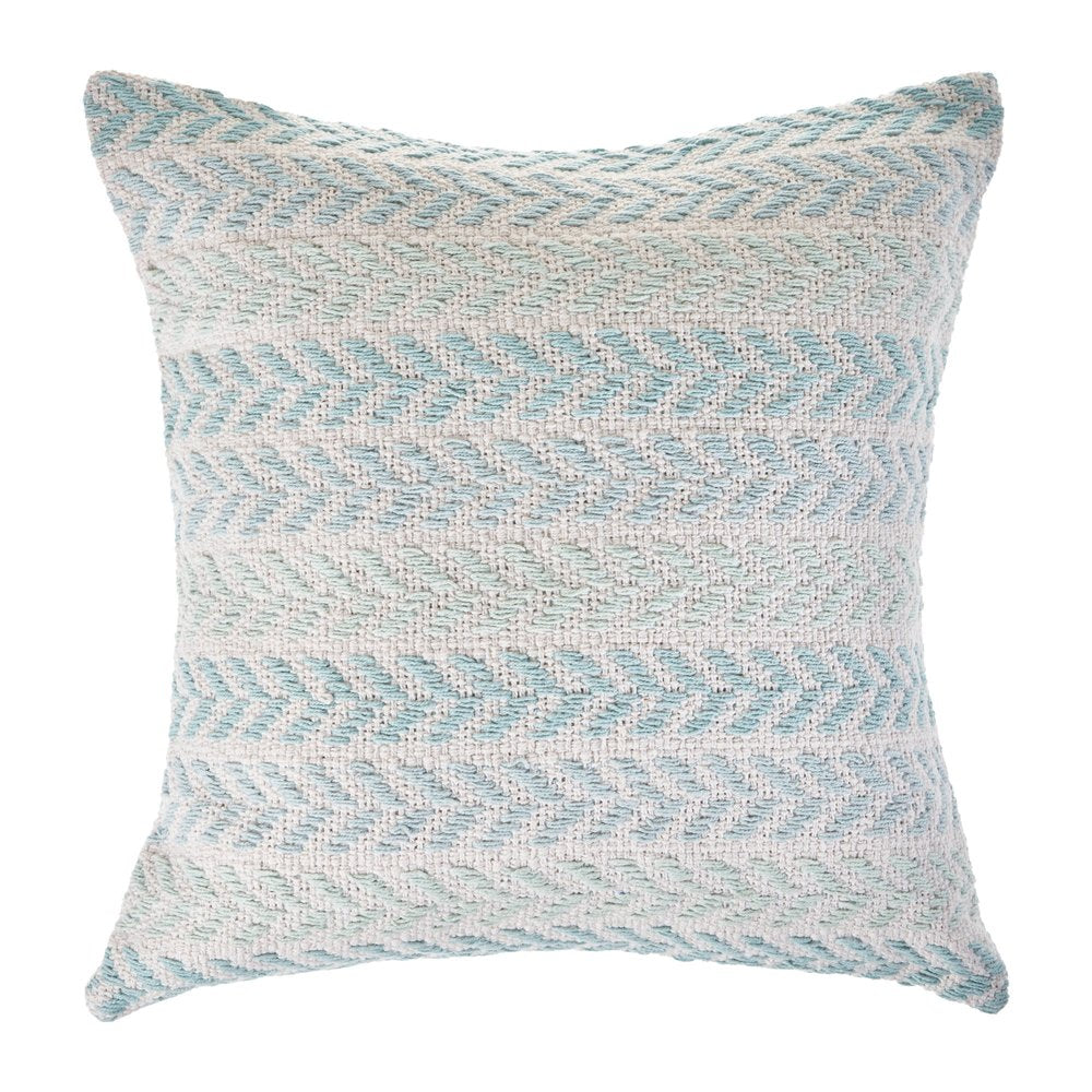 18" Blue And White Beach Chevron Cotton Throw Pillow Cover