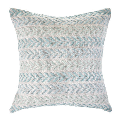 18" Blue And White Beach Chevron Cotton Throw Pillow Cover