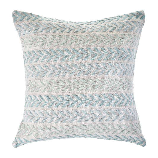 18" Blue And White Beach Chevron Cotton Throw Pillow Cover