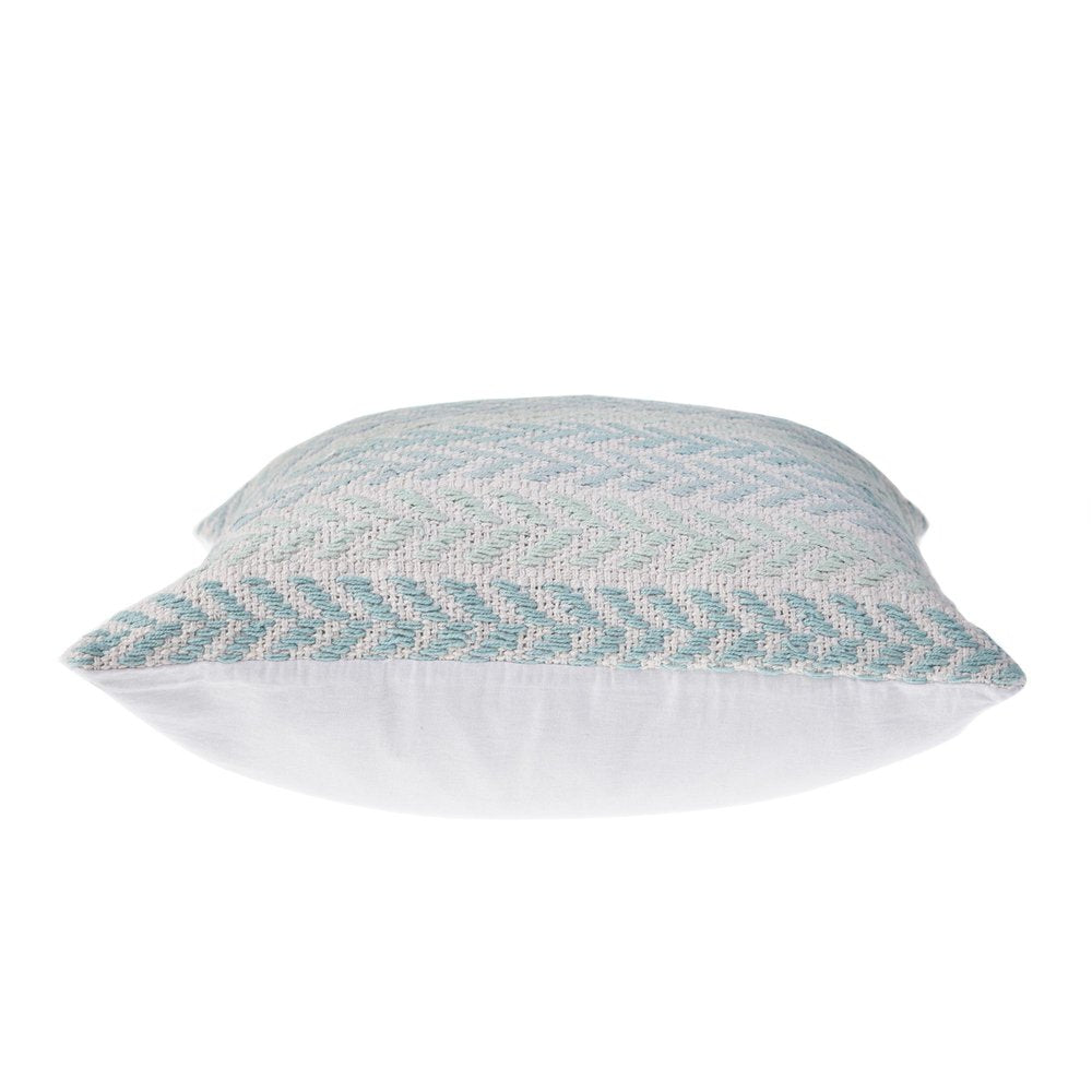 18" Blue And White Beach Chevron Cotton Throw Pillow Cover
