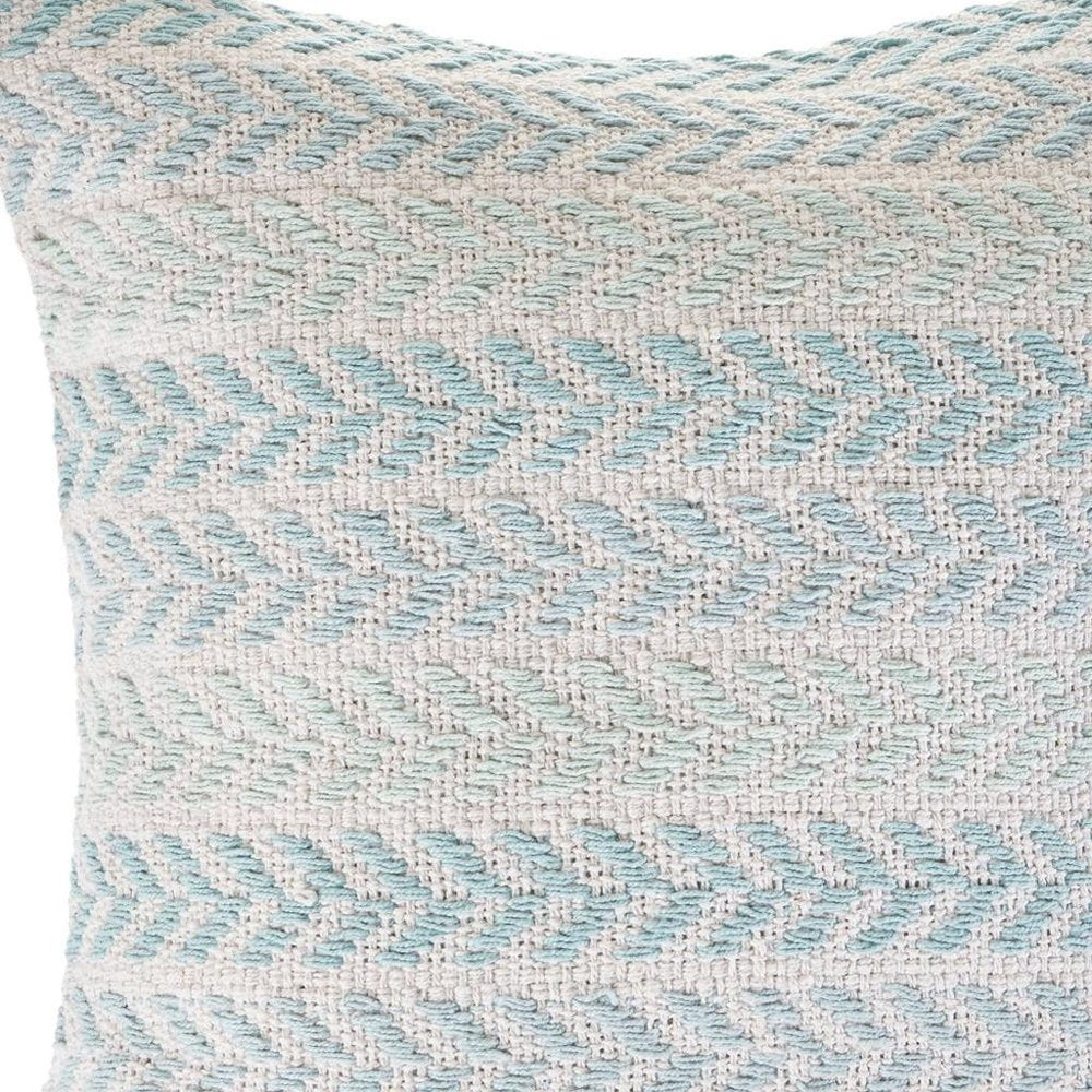 18" Blue And White Beach Chevron Cotton Throw Pillow Cover