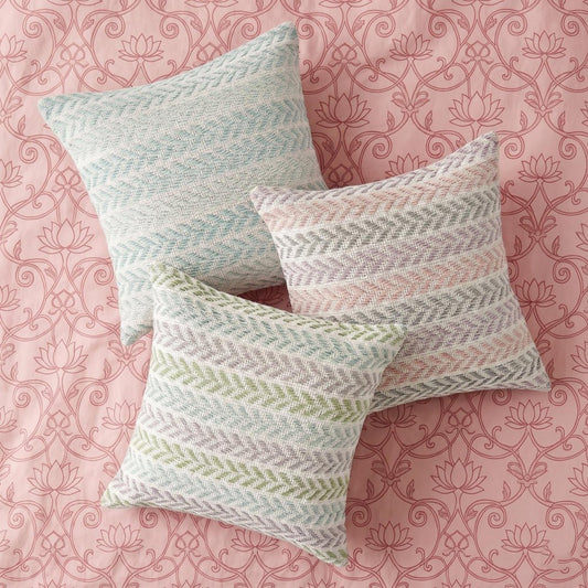 18" Purple And Pink Beach Chevron Cotton Throw Pillow Cover