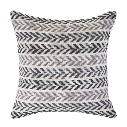 18" Black And Gray Beach Chevron Cotton Throw Pillow Cover