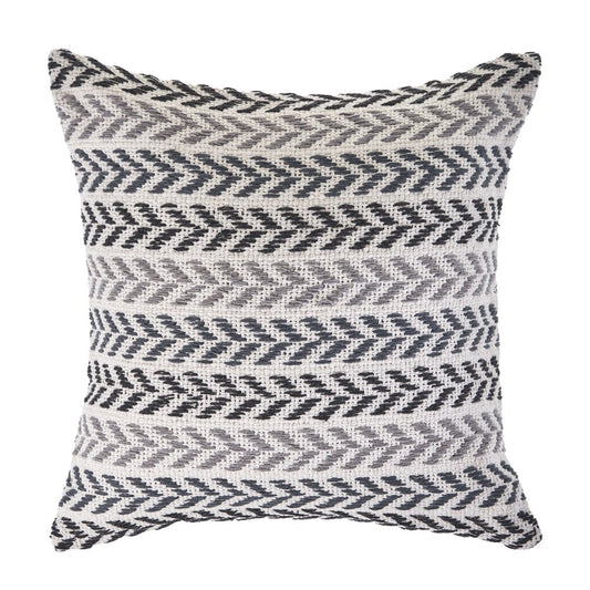 18" Black And Gray Beach Chevron Cotton Throw Pillow Cover