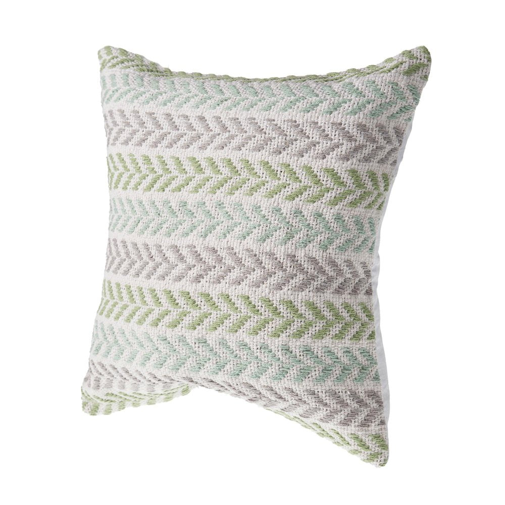 18" Green And Blue Beach Chevron Cotton Throw Pillow Cover
