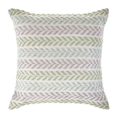 18" Green And Blue Beach Chevron Cotton Throw Pillow Cover