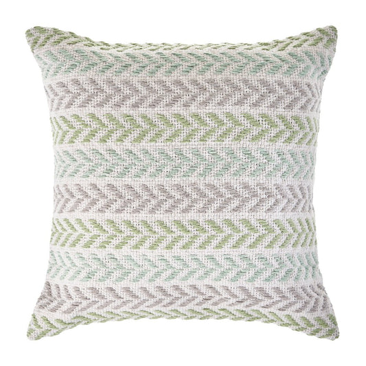 18" Green And Blue Beach Chevron Cotton Throw Pillow Cover