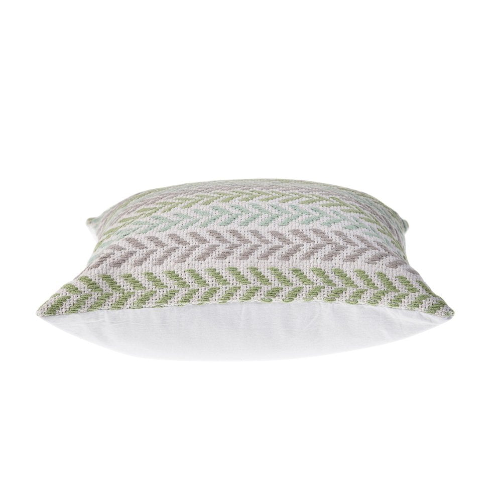 18" Green And Blue Beach Chevron Cotton Throw Pillow Cover