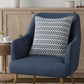 18" Blue And White Beach Chevron Cotton Throw Pillow Cover