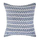 18" Blue And White Beach Chevron Cotton Throw Pillow Cover