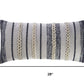 14" X 28" Blue And White Lumbar Striped Cotton Blend Throw Pillow Cover with Texture
