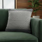 20" Gray And Cream Striped Cotton Blend Throw Pillow Cover