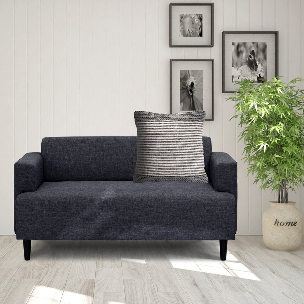 20" Gray And Cream Striped Cotton Blend Throw Pillow Cover