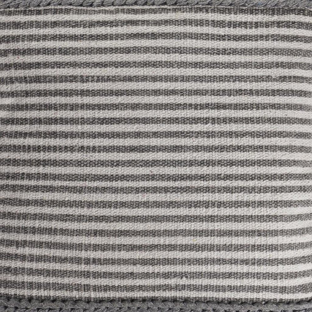 20" Gray And Cream Striped Cotton Blend Throw Pillow Cover