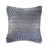 20" Blue And White Chevron Cotton Blend Throw Pillow Cover