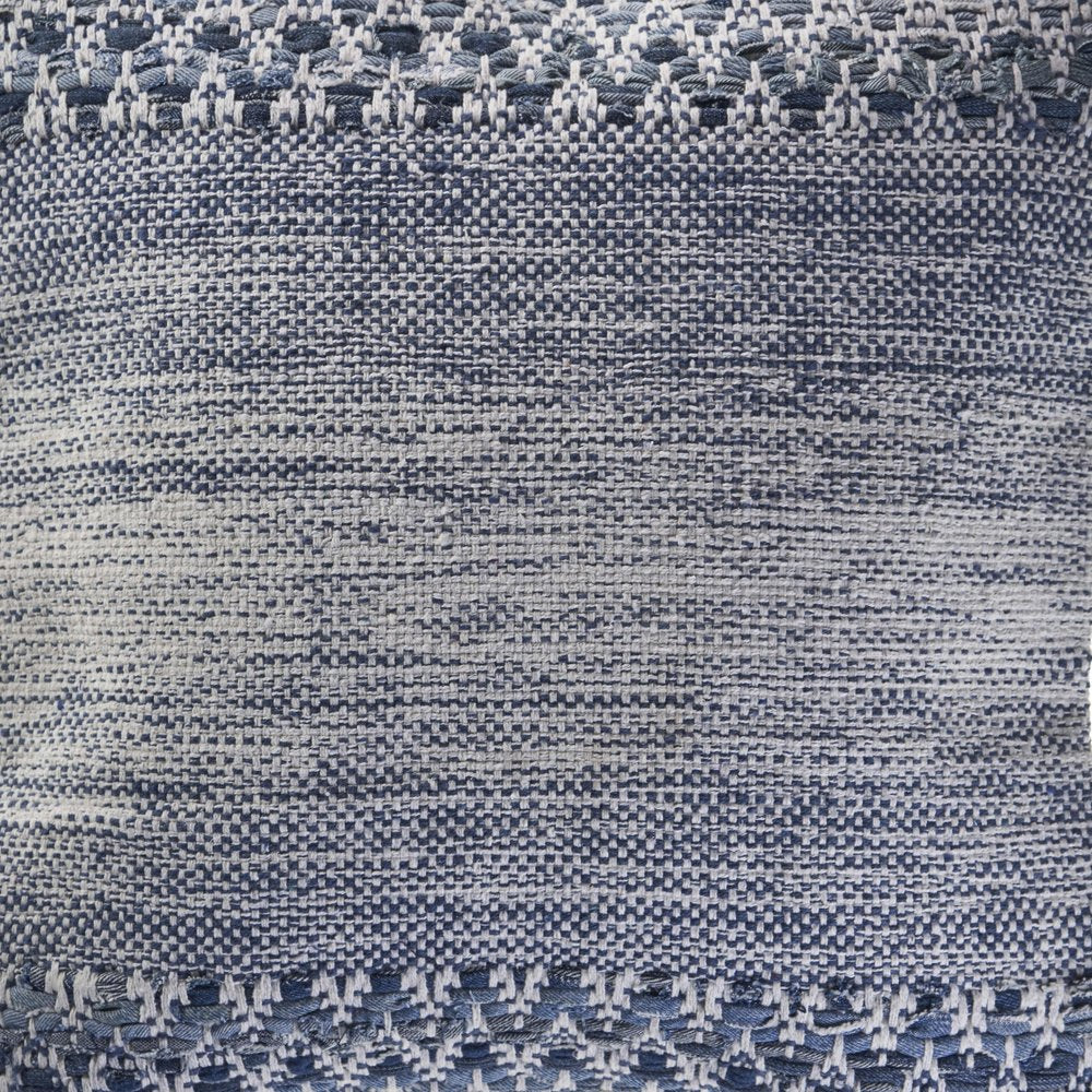 20" Blue And White Chevron Cotton Blend Throw Pillow Cover