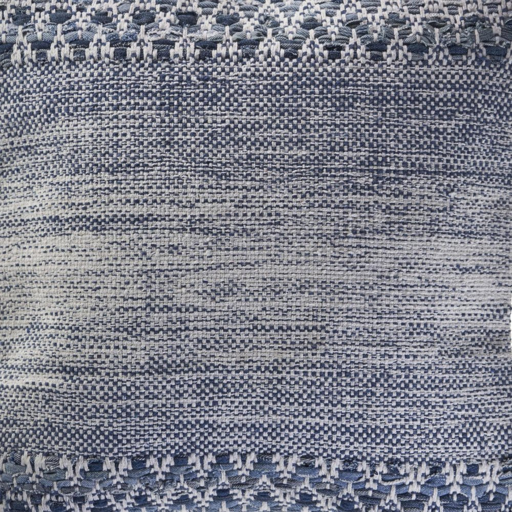 20" Blue And White Chevron Cotton Blend Throw Pillow Cover