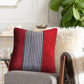 20" Red And Blue Striped Cotton Blend Throw Pillow Cover
