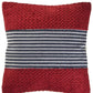 20" Red And Blue Striped Cotton Blend Throw Pillow Cover