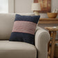 20" Blue And Red Beach Striped Cotton Blend Throw Pillow Cover