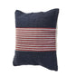 20" Blue And Red Beach Striped Cotton Blend Throw Pillow Cover