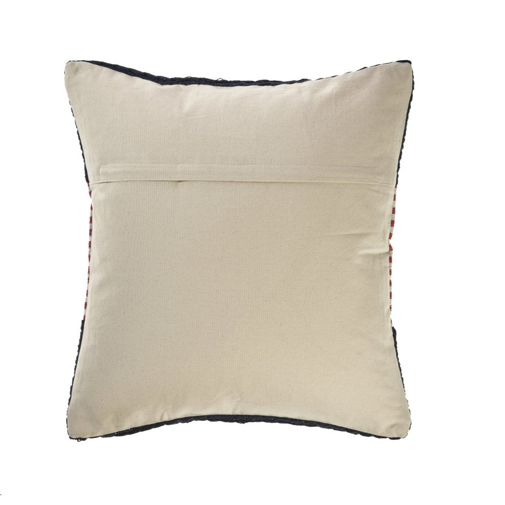 20" Blue And Red Beach Striped Cotton Blend Throw Pillow Cover
