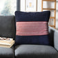 20" Blue And Red Beach Striped Cotton Blend Throw Pillow Cover