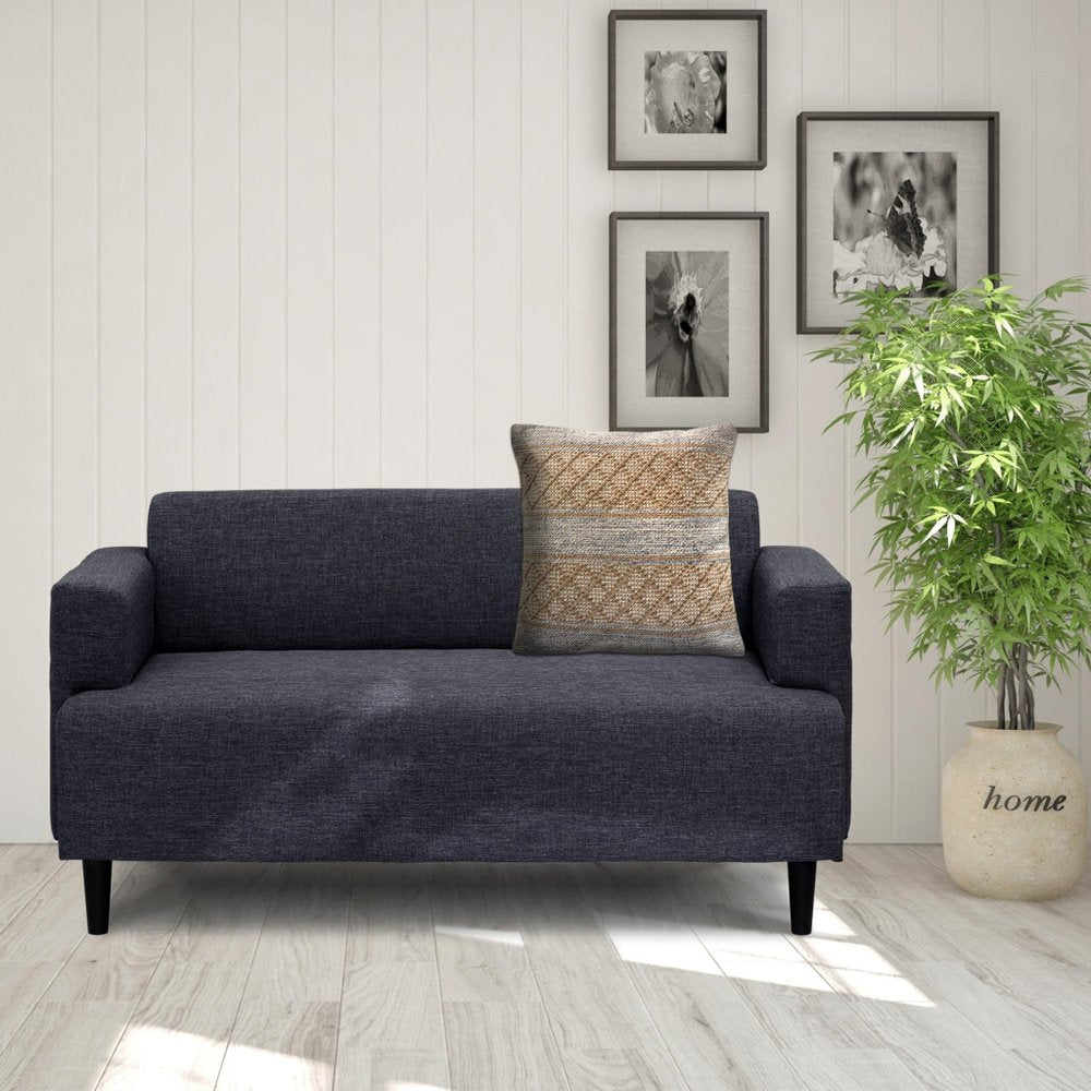 20" Beige And Gray Diamond Cotton Blend Throw Pillow Cover