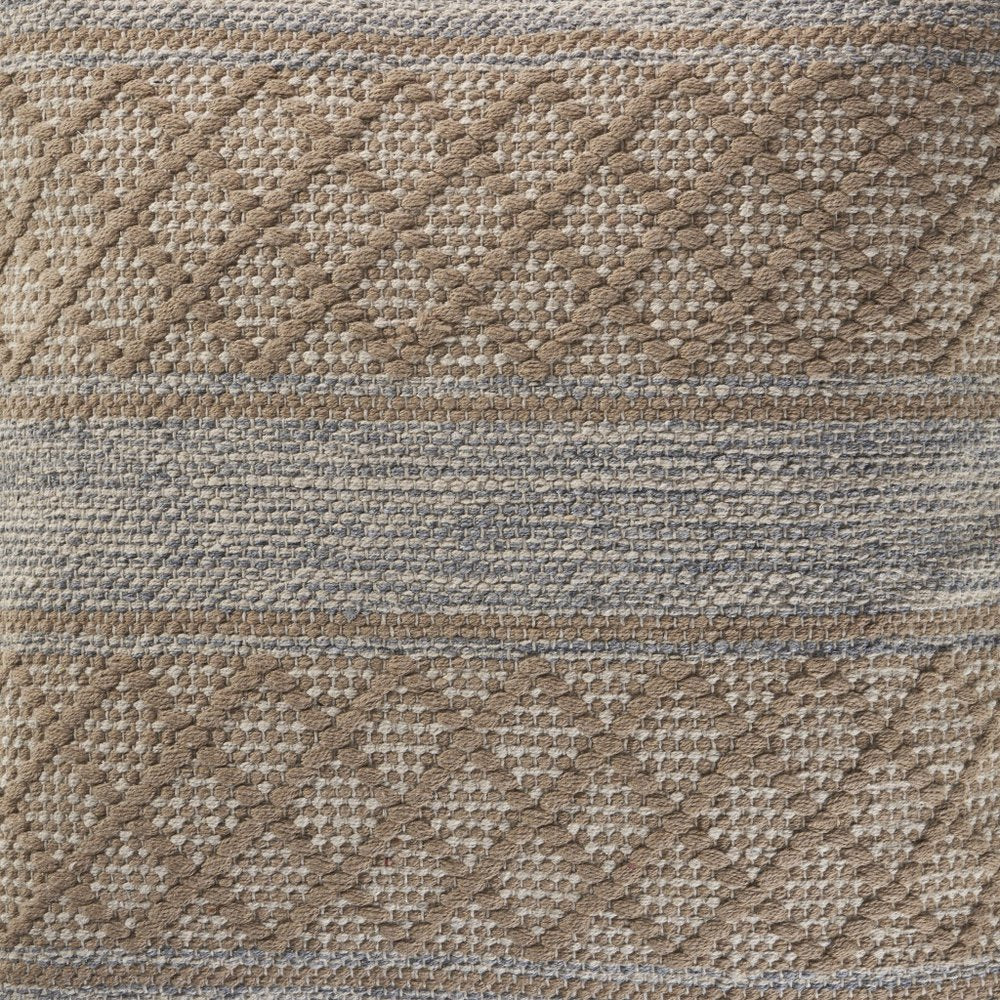 20" Beige And Gray Diamond Cotton Blend Throw Pillow Cover