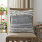 18" Blue And Gray Striped Cotton Blend Throw Pillow Cover with Texture