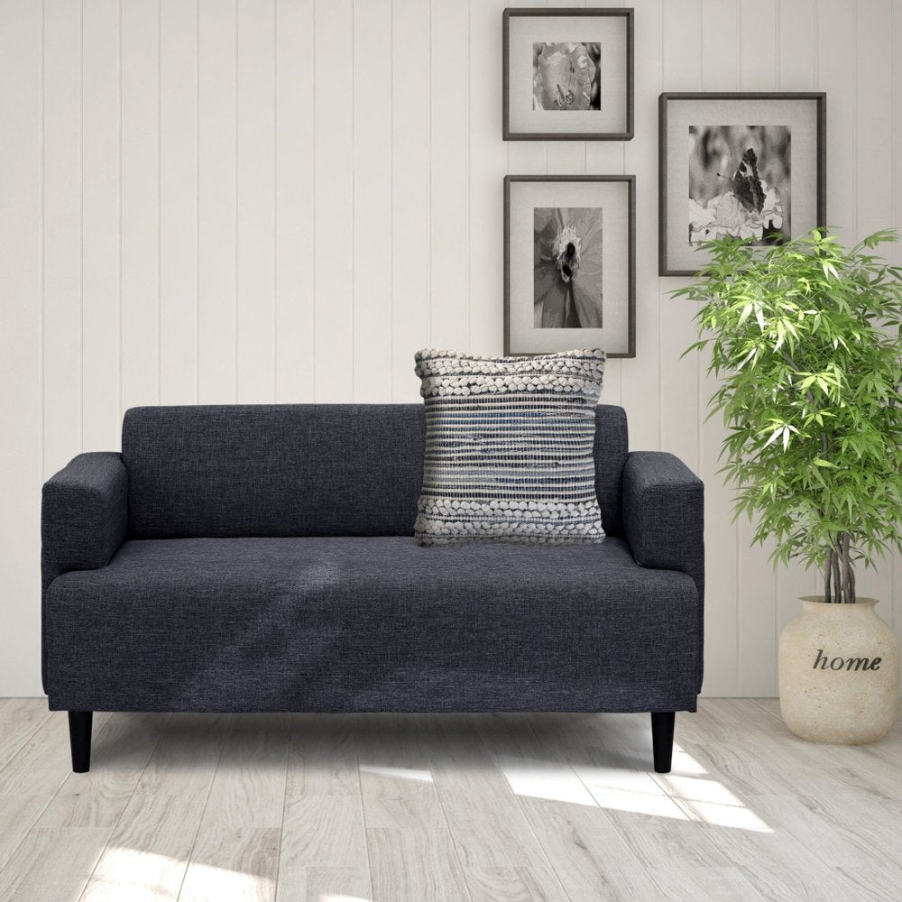 18" Blue And Gray Striped Cotton Blend Throw Pillow Cover