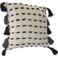 20" Black And Cream Striped Cotton Blend Throw Pillow Cover