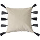 20" Black And Cream Striped Cotton Blend Throw Pillow Cover with Tassels