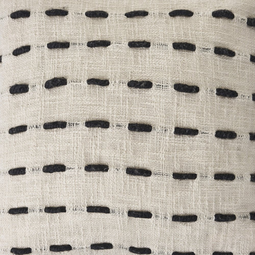 20" Black And Cream Striped Cotton Blend Throw Pillow Cover