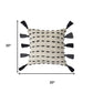 20" Black And Cream Striped Cotton Blend Throw Pillow Cover with Tassels