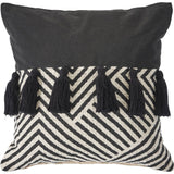 20" Black And White Chevron Cotton Throw Pillow Cover