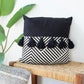 20" Black And White Chevron Cotton Throw Pillow Cover