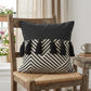 20" Black And White Chevron Cotton Throw Pillow Cover with Tassels