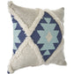 20" Blue And White Geometric Cotton Blend Throw Pillow Cover